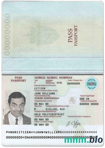 Przykład paszportu norweskiego w formacie PSD, w pełni edytowalny